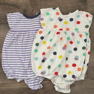 Primary bubble rompers, set of 2, size 6-12 months